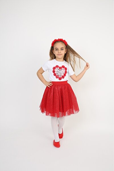 Nacar KIZ ÇOCUK 23 NİSAN GÖSTERİ T-SHİRT (yalnızca üst)