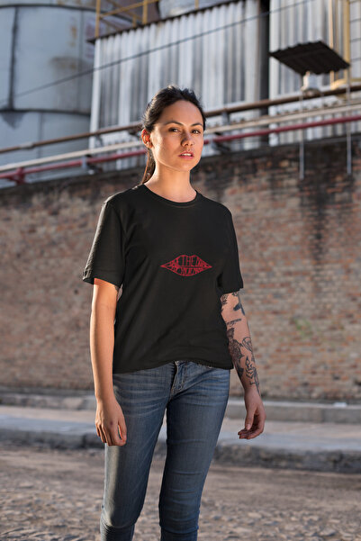 MG تي شيرت نسائي مطبوع عليه الشفاه برقبة دائرية من القطن مقاس كبير وأكمام قصيرة