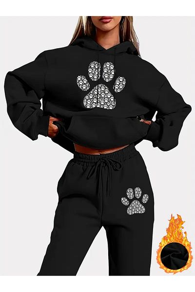 NEW TRENDY COLLECTİON Дамски комплект от 2 суичъра с дълъг ръкав и панталона за бягане, кънки за кученца и кучета