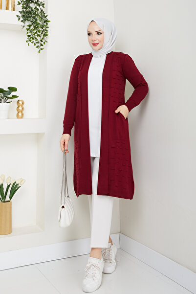 Pamuk Butik Women's Casual Cardigan with Pockets, Dusty Rose