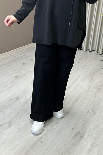 NOSHE Blugi Palazzo de damă din Lycra cu detaliu de iarbă cu picioare largi