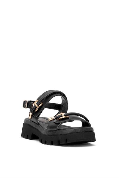 Ayakkabı Fuarı Women's Elite Dk523-016 Black Flat Sandals Clothing Condition: New, Architect: Flat