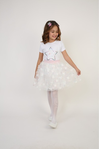 Nacar KIZ ÇOCUK 23 NİSAN GÖSTERİ T-SHİRT SADECE ÜST MODELLİ BADİ