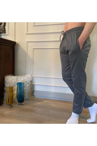 DÜVEN Ανδρικό Anthracite Yıldızan Παντελόνι Jogger με τσέπη και ελαστική μέση δεμένο διπλό E 001045