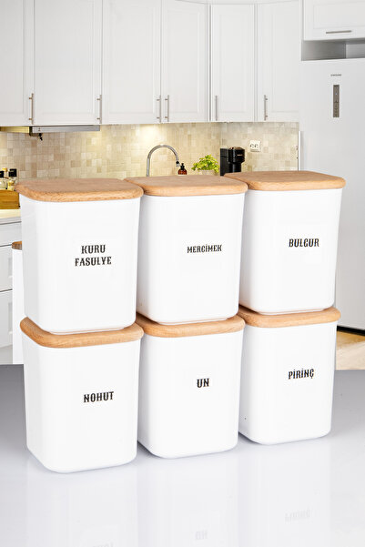NYL HOME 6-Piece Wooden Vacuum Covered Square Food Storage Container 900 ml