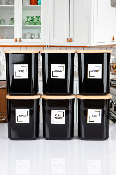 NYL HOME 6-Piece Wooden Vacuum Covered Square Food Storage Container 900 ml