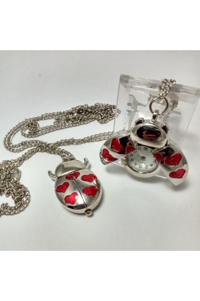 emresaat Uğur böceği kolye saat kırmızı
