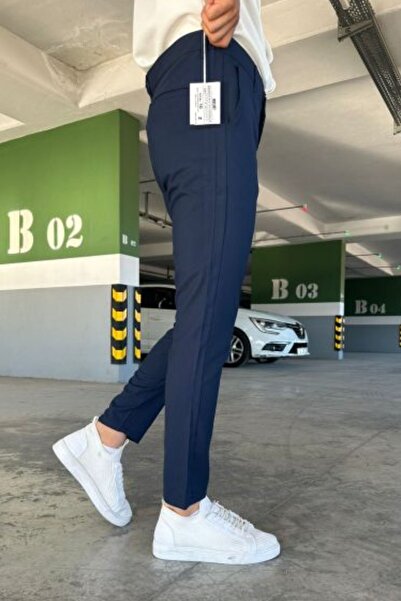 hello7 Erkek Kaliteli Lacivert Renk Esnek Italyan Kesim Her Ortama Uygun Şık Ve Rahat Kumaş Pantolon