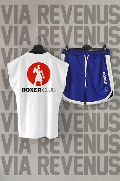 Vordevia Boxer Club Printed Zero Sleeve Tshirt and Shorts Sports Set