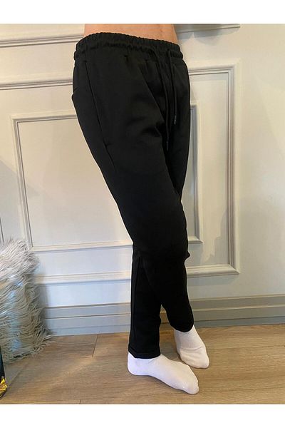 DÜVEN Men's Black Side Pocket Elastic Waist Jogger Pants E 001045