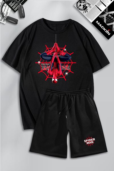 macklin Unisex Marvel Spiderman Printed Oversize Σετ: Tshirt & Σορτς