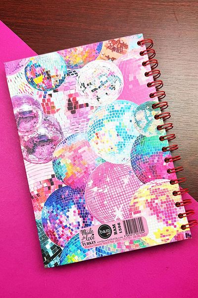 Patladı Gitti Disco Ball Design Spiral Sticker Undated Talking Agenda Weekly Planner Notebook