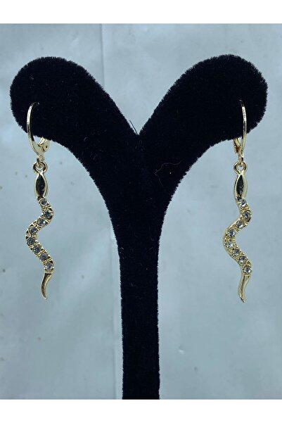 Asil Tasarım yılan modelli taşlı sallantılı küpe