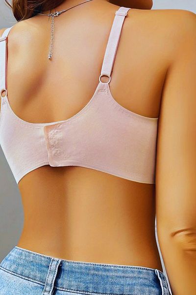 NurPeri İç Giyim Culoarea pielii pentru femei, fără urme, tampă moale, fără sârmă, cu agrafă largă, sutien sport zilnic