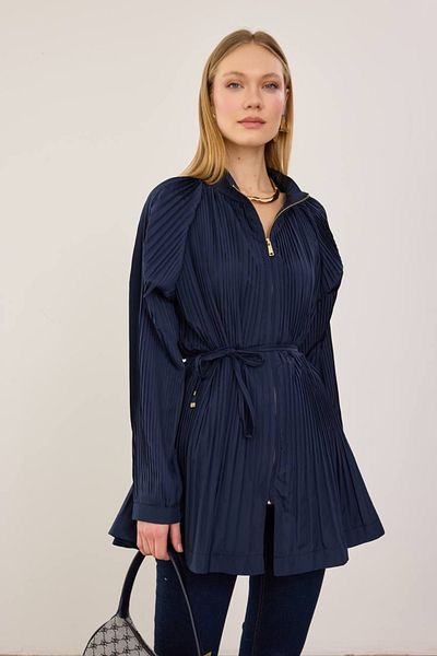 ALPARYA Zippered Pleated Shirt