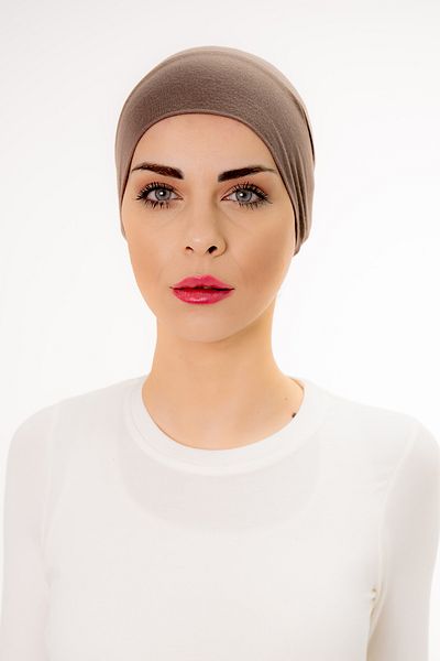 Şalcenneti.com Practical Mink Color Bonnet with Snap-On Front Seamless