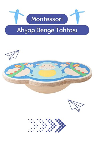Hopiers Ahşap Denge Tahtası / 1+ Yaş / Montessori Eğitici ve Öğretici Çocuk D...