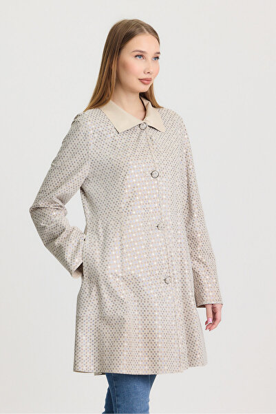 Orkır collection Çift Taraflı Puantiye Baskılı Kadın Trenç