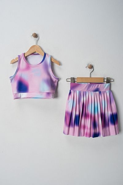 JW.22 Children's Tennis Skirt Crop Set Tennis Skirt Tennis Crop Pleated Skirt Crop Set