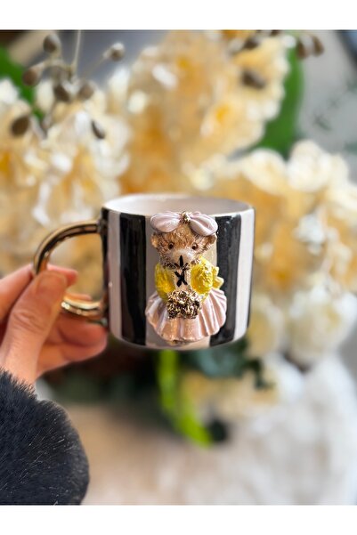 Pernotte El yapımı 24k altın kaplama kız teddy double Türk kahvesi fincanı