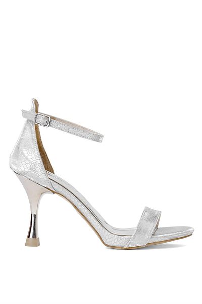 Ayakkabı Fuarı Elit PM309 K662T - Pantofi clasici cu toc pentru femei de culoare argintie