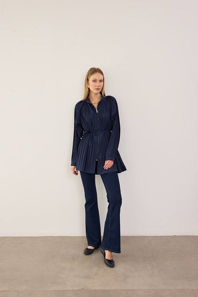 ALPARYA Zippered Pleated Shirt