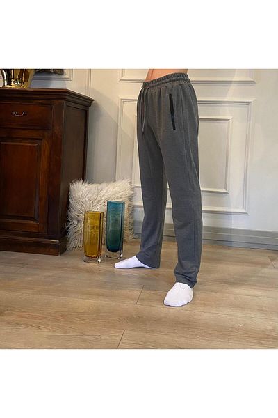 DÜVEN Ανδρικό Anthracite 2 Thread Pocket Άνετο βαμβακερό Jogger Sweatpants - MG-E00114