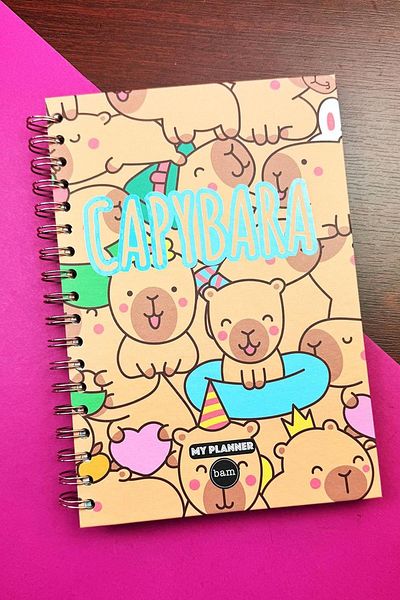 Patladı Gitti Cute Capybara Design Spiral Sticker Undated Talking Agenda Planner