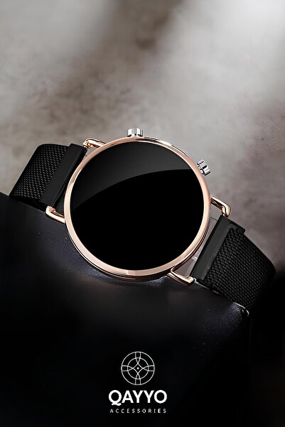 QAYYO Steel Mesh Cord Unisex Wristwatch Teen Led Watch