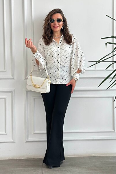 Yağmur Butik Πουκάμισο με λουλουδάτο σχέδιο και λεπτομέρεια στα μανίκια