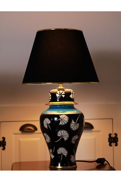 SweetSwan Alkimo Yeşim Handmade Ceramic Lampshade, Table, Bedside Lamp, Decor Lamp