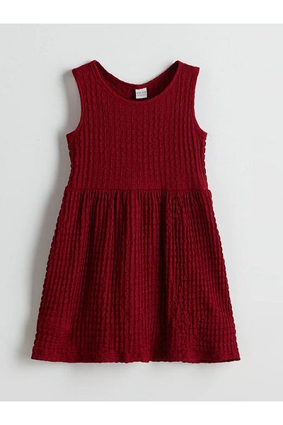 LC Waikiki Lcw Eco Orange Crew Neck Girls' Dress