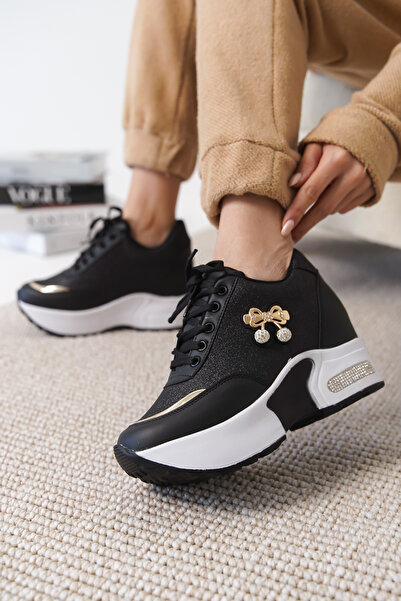 Cananın Pabuçları Mdn 1502 Hidden Heel Sports Shoes with Stone Detail