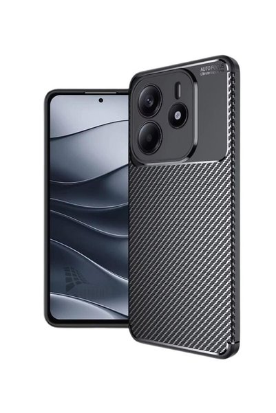 HANPORIUM جراب سيليكون متوافق مع Redmi Note 14 5G بنمط كربوني مع غطاء حماية ل...