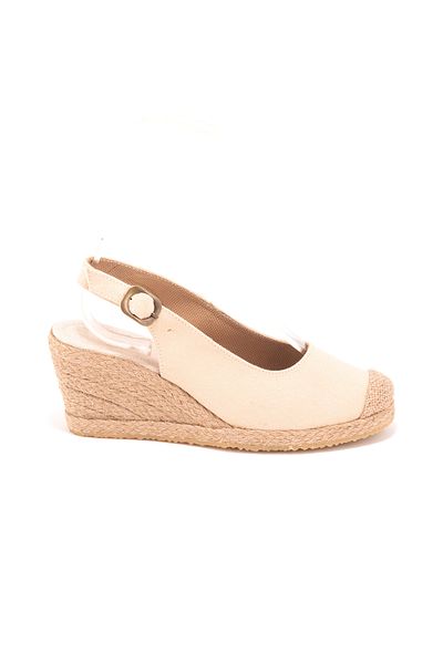 Star Tombis Real Handmade Back Strap Open Heel Straw Toe Linen Espadrille Wedge Heel Handmade