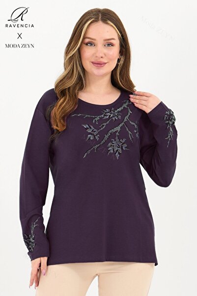 Ravencia بلوزة نسائية من القطن الممشط للنساء في منتصف العمر والأعمار من الفسك...