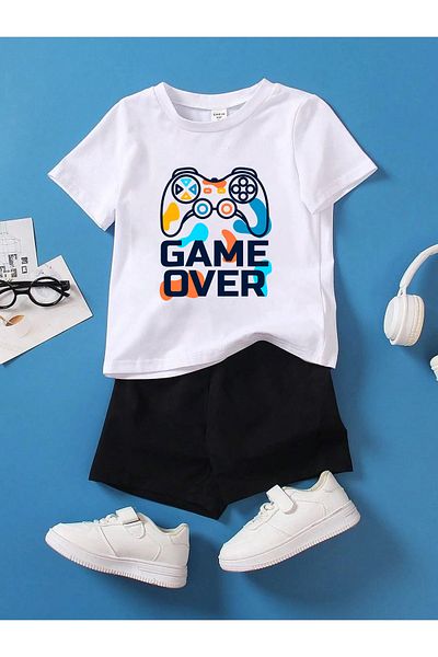 Let's Wear Set de pantaloni scurți pentru tricou Game Over Premium pentru copii