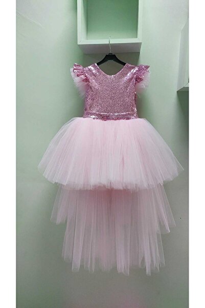 babysmile Kuyruklu pembe kız çocuk elbisesi