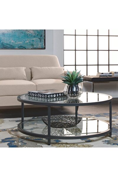 Doffo 2 Bölmeli Metal Camlı Orta Sehpa