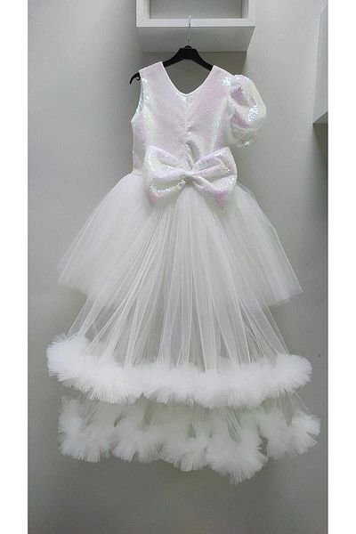 babysmile White One Sleeve Dress with Tail