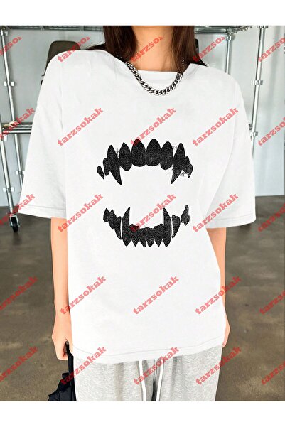 Tarzsokak Tricou unisex cu dinți alb