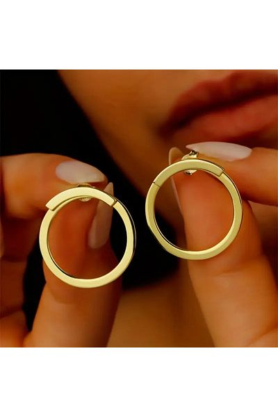 HDCreativeDesign Goldtone Minimalist Round Ring and Earrings Set