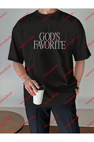 Tarzsokak Tricou imprimat unisex preferat al lui Dumnezeu Negru Negru