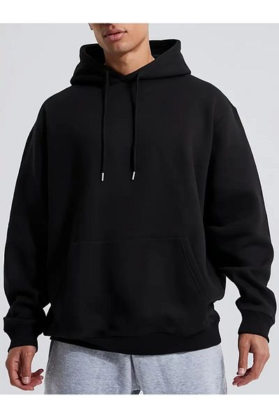 Korefanzin Hanorac negru unisex Trend cu 3 fire raster oversize cu glugă