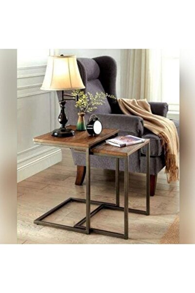 Doffo Style 2'li Masif Panel Doğal Ahşap Zigon Sehpa