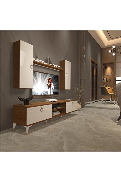 Decoraktiv Eko 7 Mdf Dvd Gold Tv Ünitesi Tv Sehpası - Ceviz - Beyaz