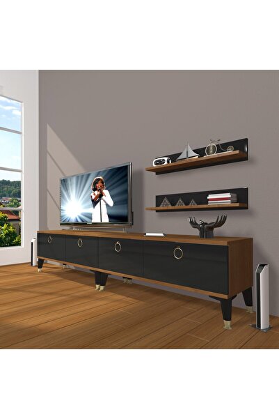 Decoraktiv Eko 220t Mdf Gold Tv Ünitesi Tv Sehpası - Ceviz - Siyah