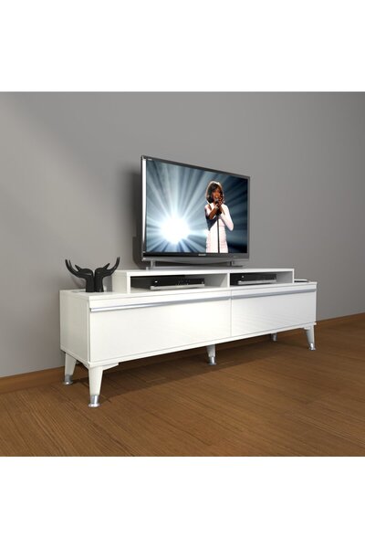 Decoraktiv Ekoflex 4 Mdf Silver Tv Ünitesi Tv Sehpası - Parlak Beyaz