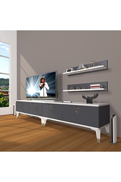 Decoraktiv Eko 220t Mdf Gold Tv Ünitesi Tv Sehpası - Beyaz - Antrasit