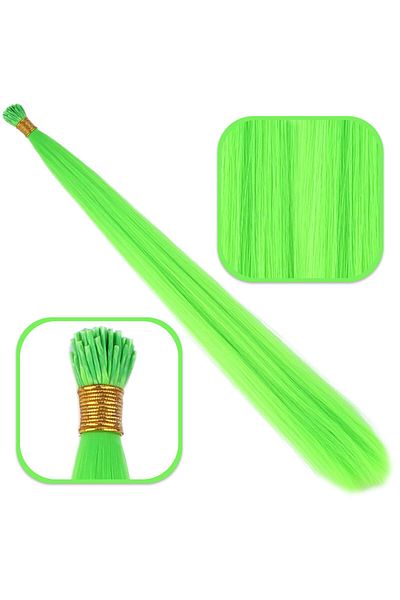 doremodam Păr Colorat - Mărgele Sintetice Fibră / Verde Neon / 100 Bucăți
